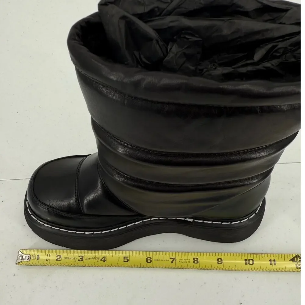 NEW LAST Fergie Leather Warm Lining Black Snow Boots Bootie Size EU 36